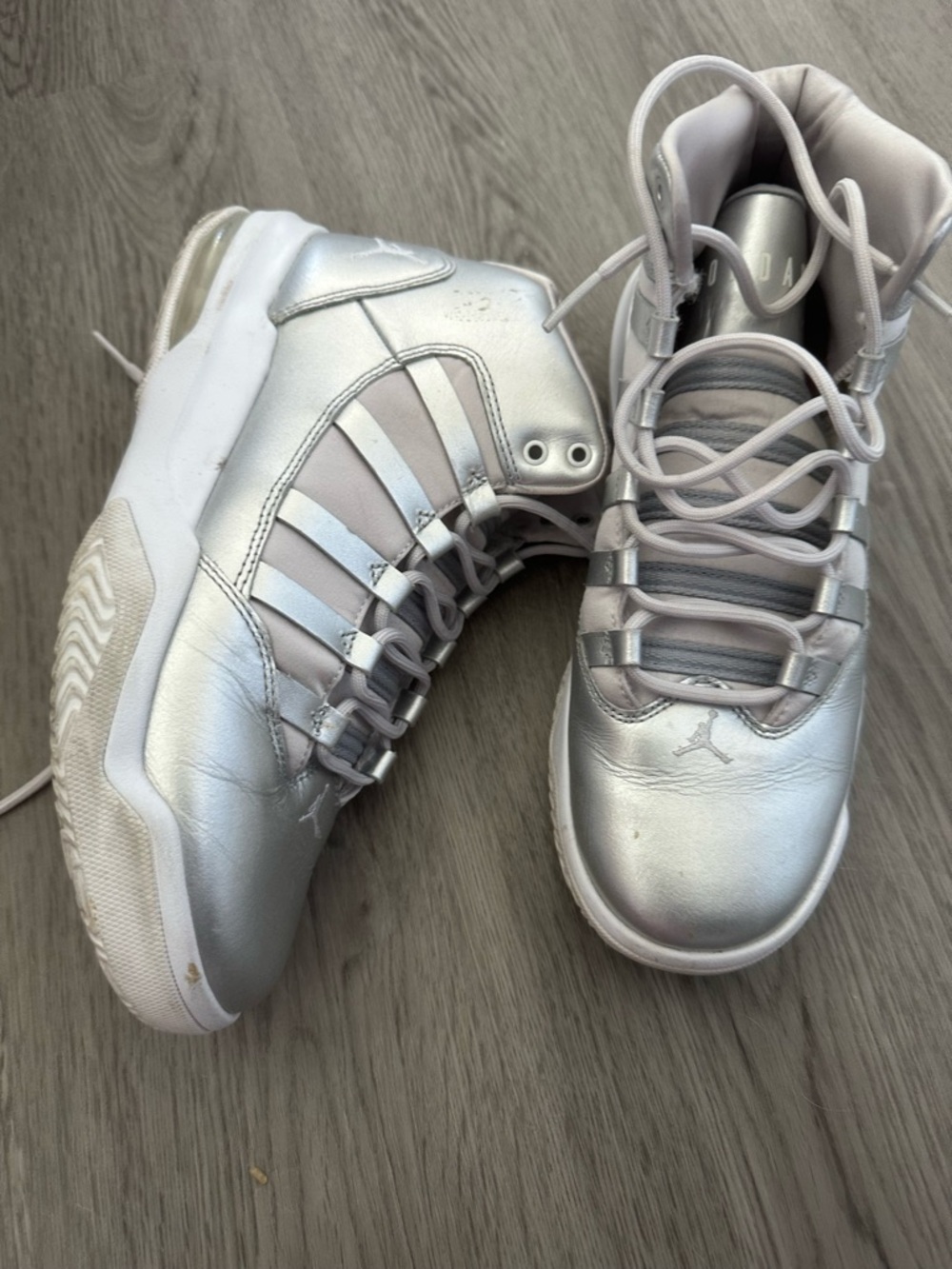 Jordan Kids Metallic Silver High-Top Sneakers